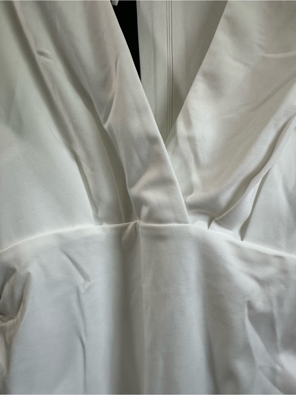V-Neck Cream Ruched Mini Dress - Picture 7 of 11